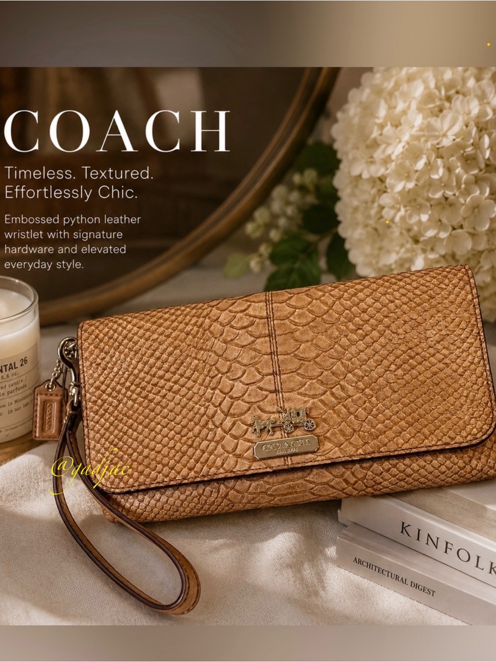 COACH Y2K Snakeskin Embossed Large Wristlet
